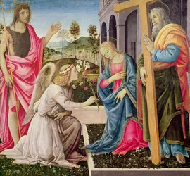Verkündigung mit St. Joseph und St. Johannes dem Täufer, ca. 1485